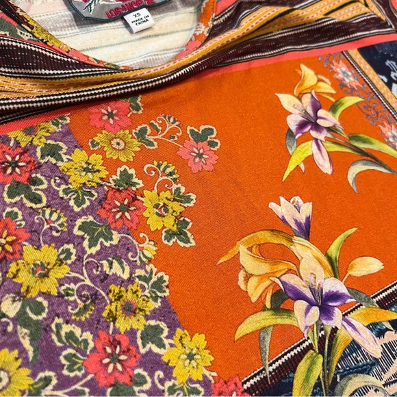 Johnny Was Allie Flower Mixed Print Swing Dress Multi Bamboo Patchwork Size XS - Picture 5 of 5